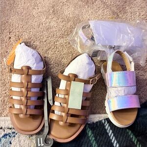 Kids Tan Strappy Gladiator Sandals with Adjustable Ankle Strap